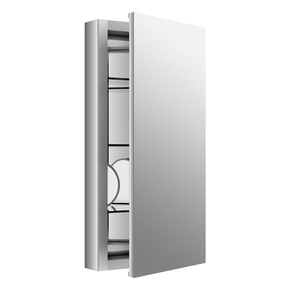 Verdera 15 in. W x 30 in. H Recessed or Surface Mount Aluminum Medicine Cabinet with Adjustable Flip-Out Flat Mirror