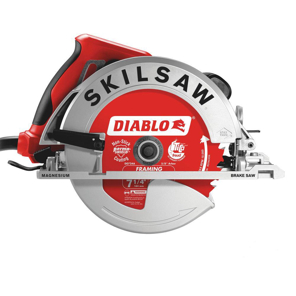 7-1/4 in. 15 Amp Corded Electric Magnesium Side Winder Circular Saw with Brake with 24-Tooth Diablo Carbide Blade