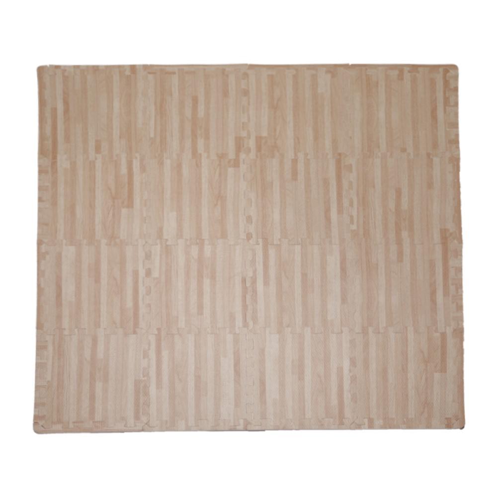 206996596 Soft EVA Foam Mat Flooring Tiles, Oak Wood Print, 16 PC, 12" x 12", 16 sq. ft.