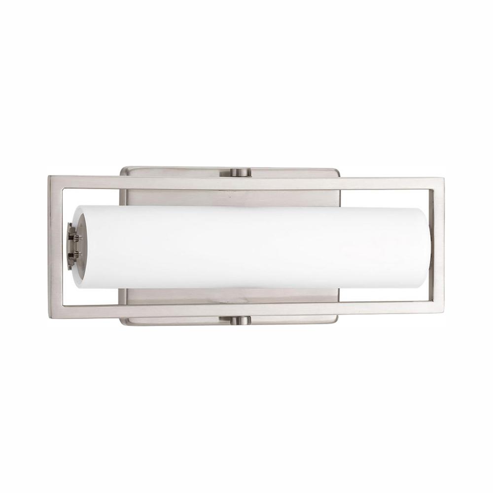 Frame Collection 15-Watt Brushed Nickel Integrated LED Bathroom Vanity Light with Glass Shades