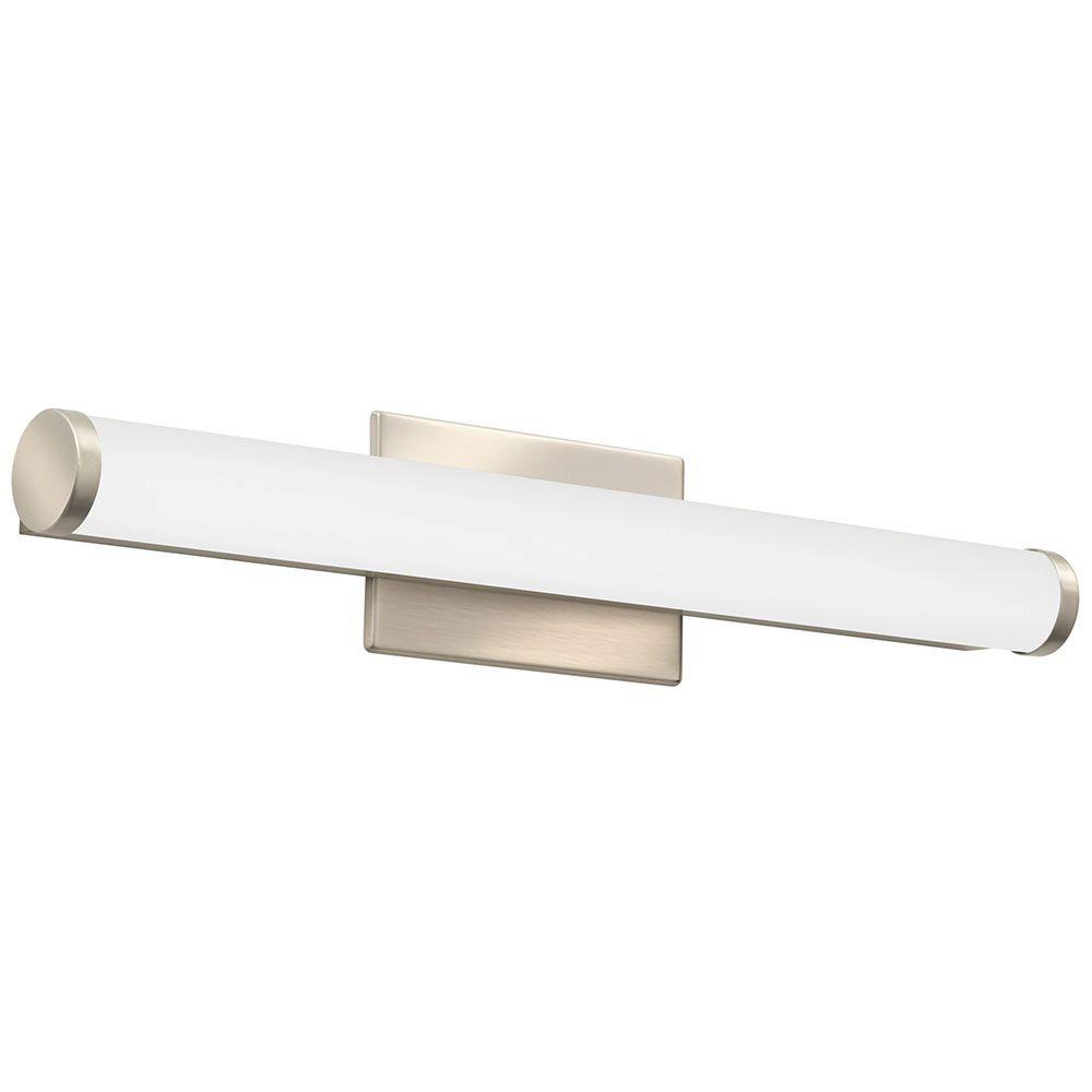 Contemporary Cylinder 2-Light Brushed Nickel 3K LED Vanity Light