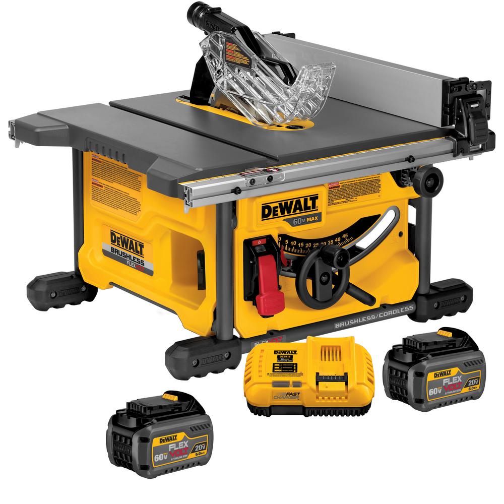 FLEXVOLT 60-Volt MAX Lithium-Ion Cordless Brushless 8-1/4 in. Table Saw Kit with (2) FLEXVOLT Batteries & Charger