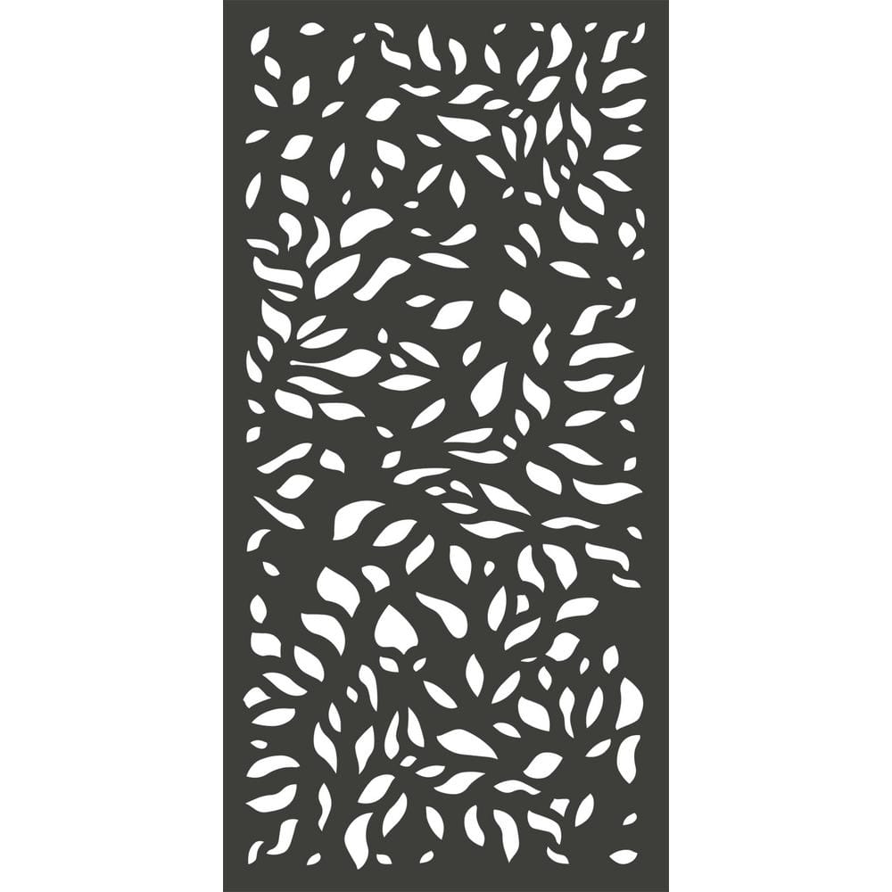 Modinex 6 ft. x 3 ft. Charcoal Gray Decorative Composite Fence Panel Featured in the Botanical Design