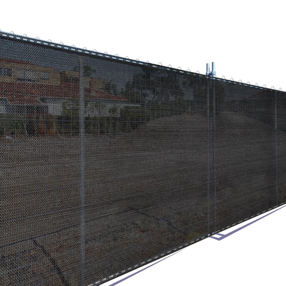 Coolaroo 6 ft. x 15 ft. Black Privacy Fence Screen HDPE Fabric with Knitted Eyelets for Chain Link Garden Fence