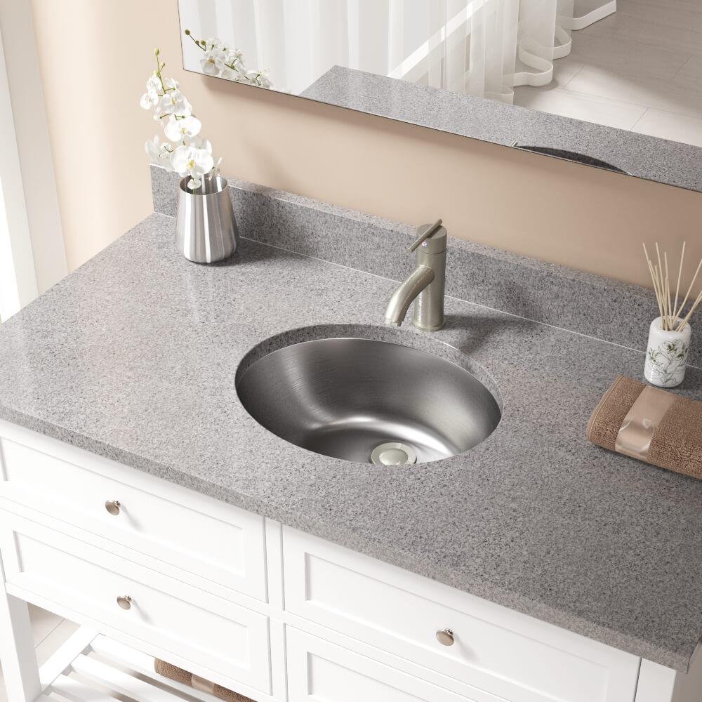 MR Direct Dual-Mount Bathroom Sink in Stainless Steel with Pop-Up Drain in Brushed Nickel