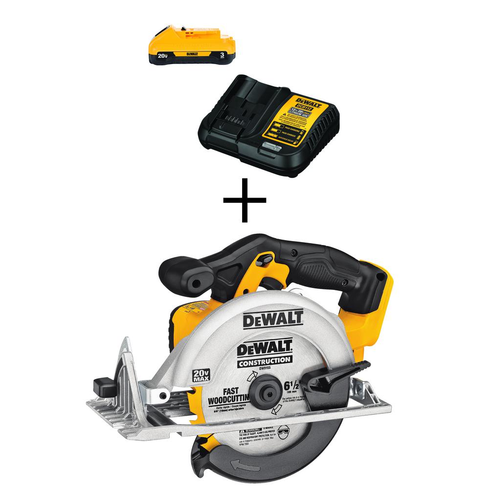 DEWALT 20-Volt MAX Lithium-Ion Cordless 6-1/2 in. Circular Saw (Tool-Only) with Free 20-Volt MAX Battery 3.0Ah & Charger