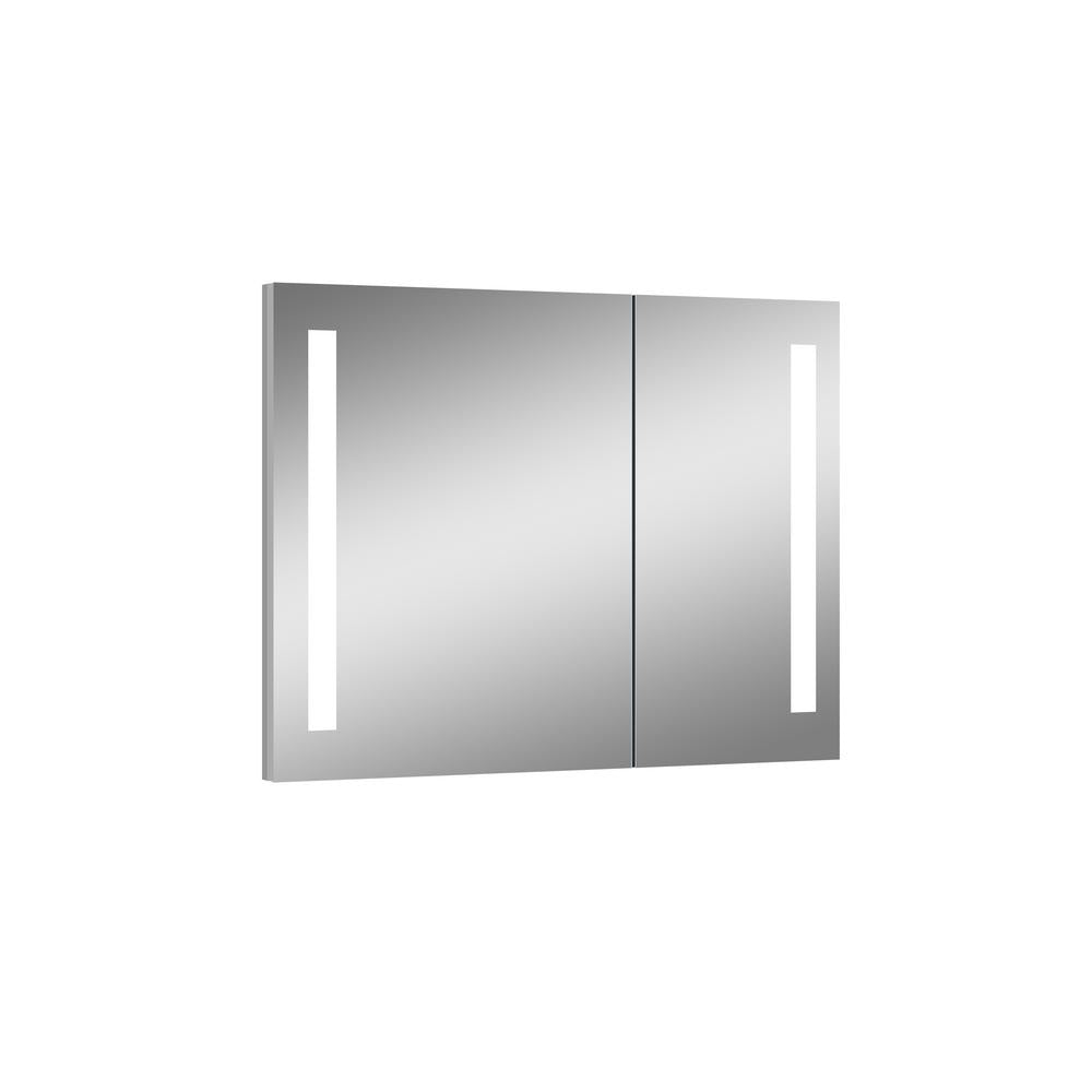 Royale 31.5 in. x 27.625 in Lighted Impressions Frameless Recessed LED Mirror Medicine Cabinet in Aluminum