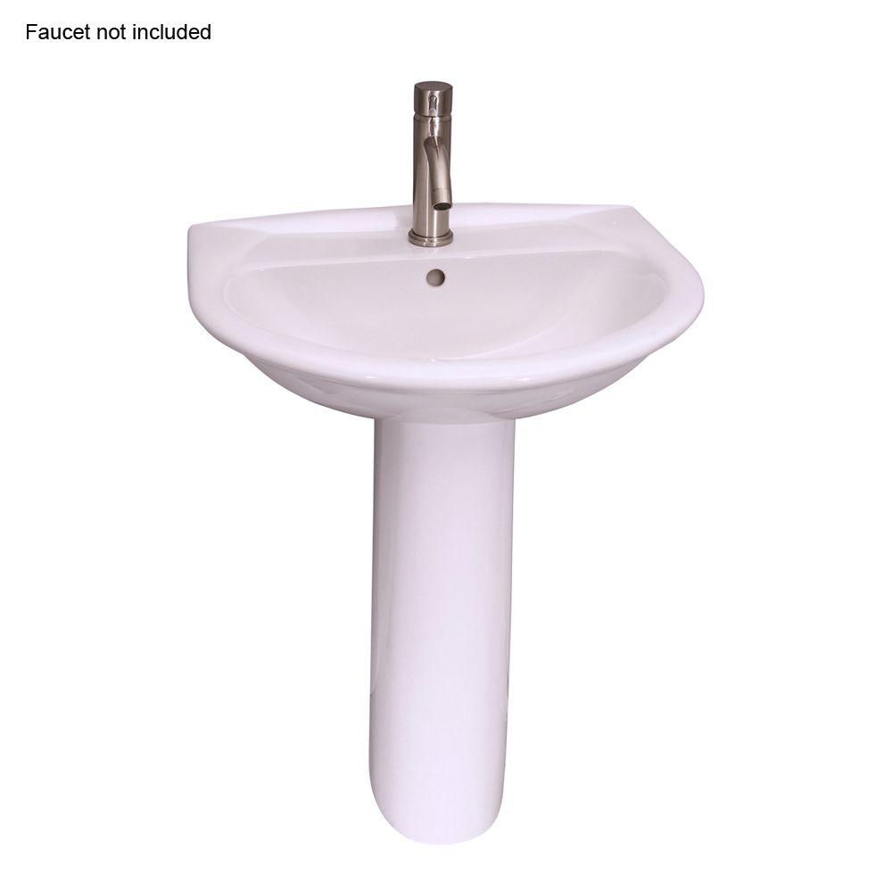Barclay Products Karla 24 in. Pedestal Combo Bathroom Sink with 1 Faucet Hole in White