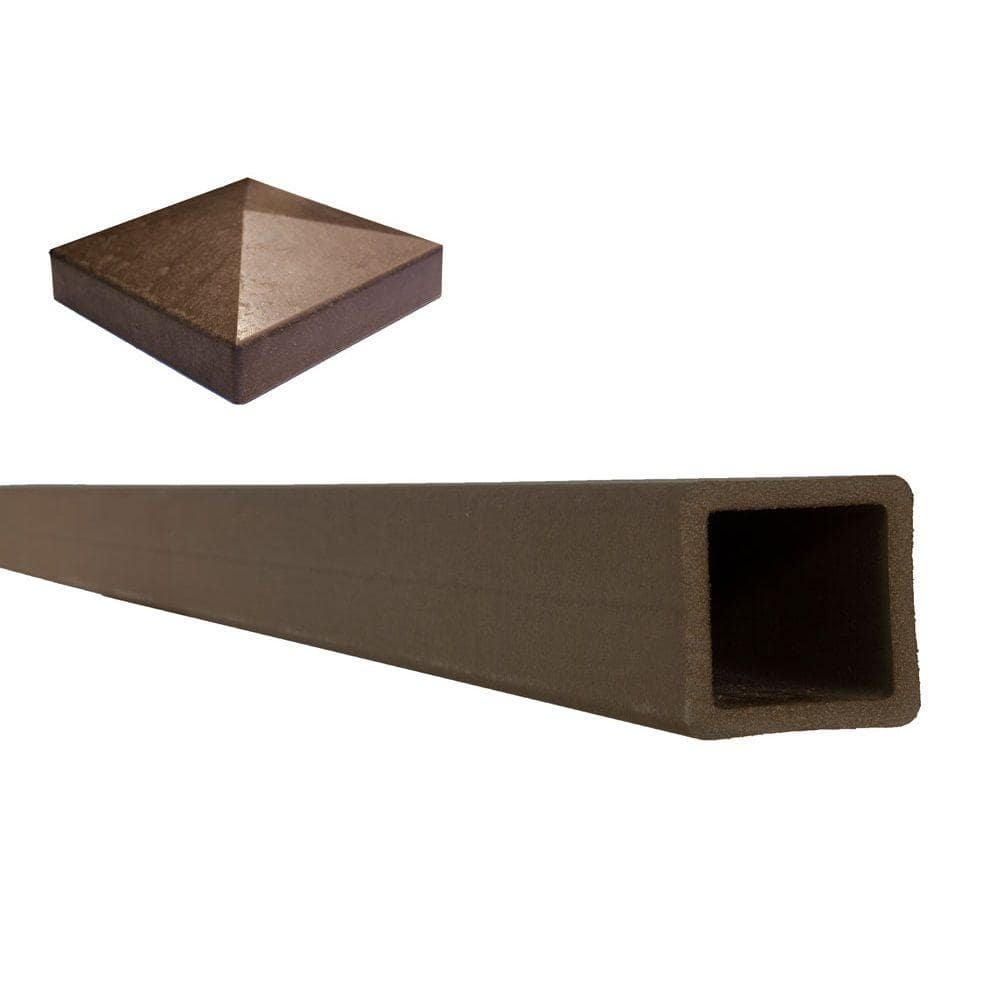 Trex Seclusions 5 in. x 5 in. x 8 ft. Woodland Brown Wood-Plastic Composite Fence Post with Crown Post Cap