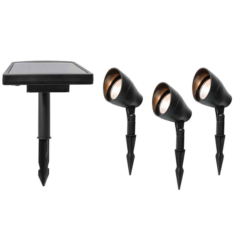 Solar Black LED Spotlight with Remote Panel (3-Pack)