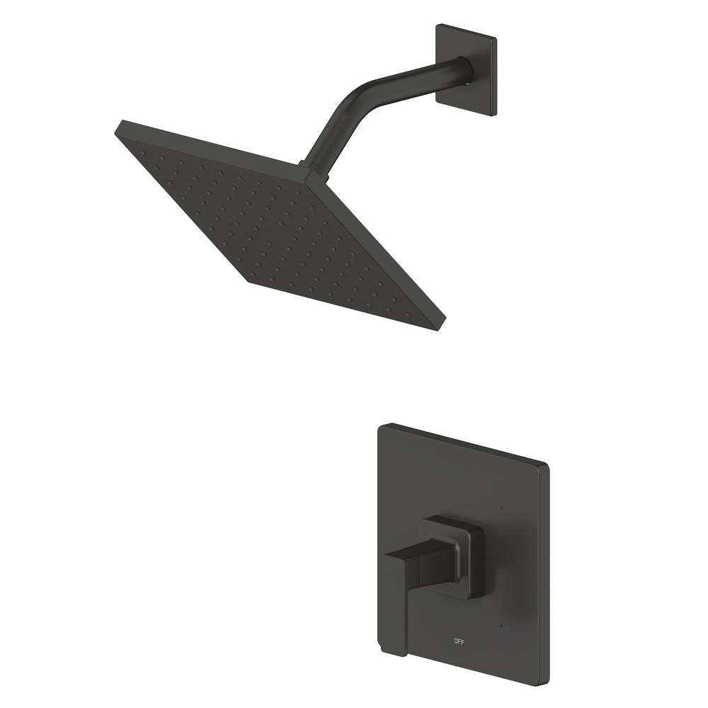 Hotel de Ville Single-Handle Square 1 Spray Setting Shower Faucet in Matte Black with Pressure Balance Valve