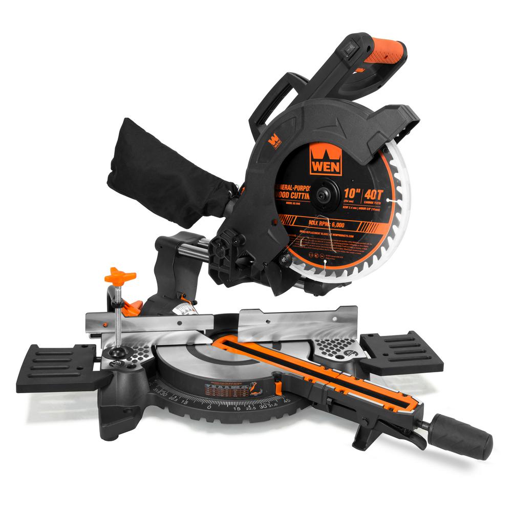 15 Amp 10 in. Single Bevel Compact Sliding Compound Miter Saw with Laser