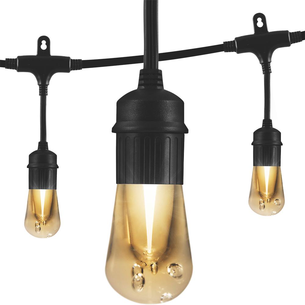 24-Bulb 48 ft. Vintage Cafe Integrated LED String Lights, Black