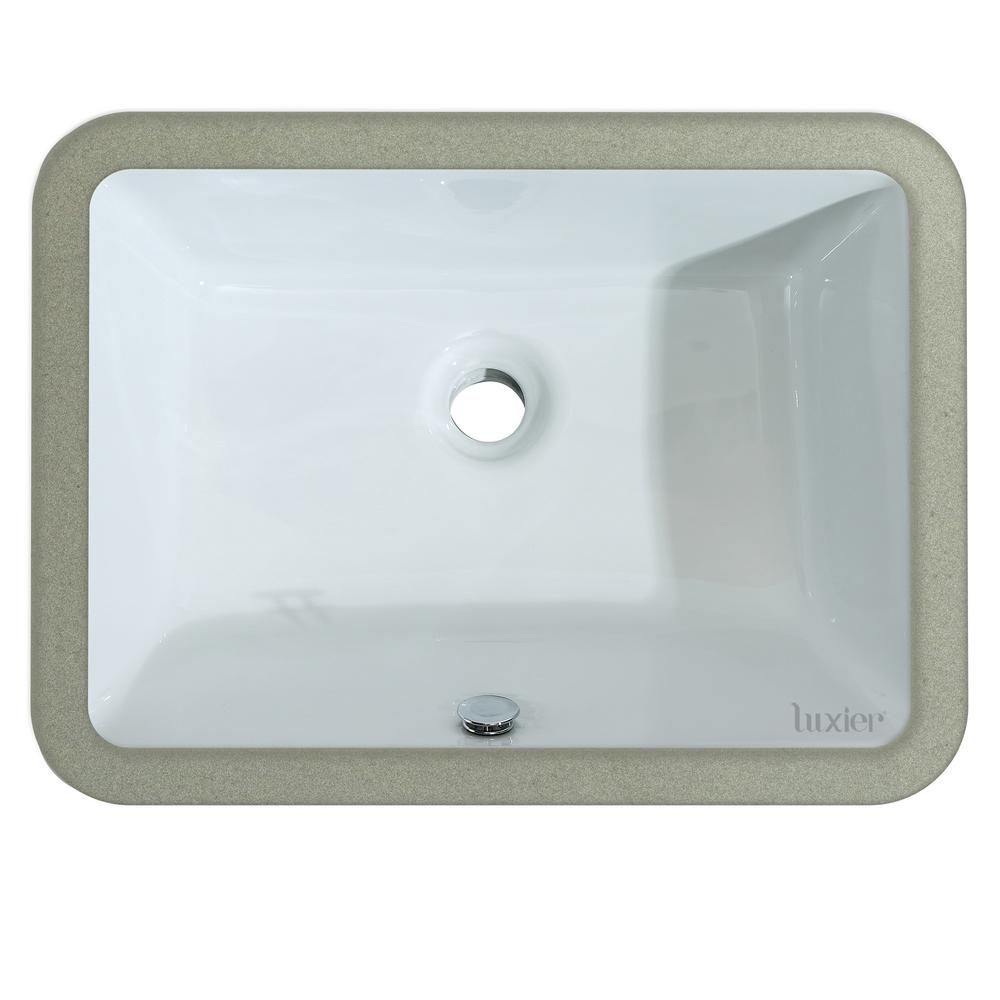 LUXIER 20-1/4 in. x 15 in. Rectangular Ceramic Undermount Bathroom Sink in White with Overflow
