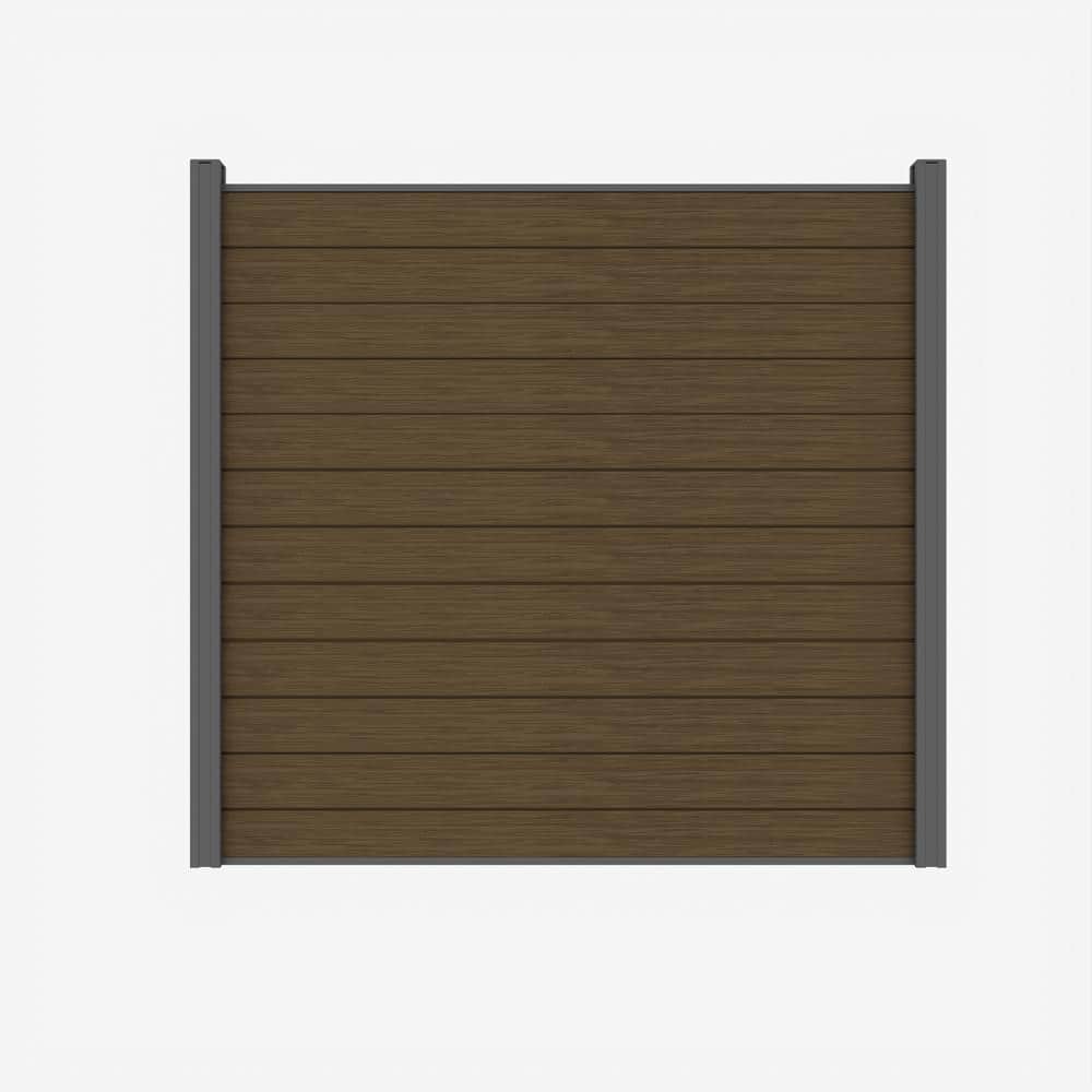 LH EP Complete Kit 6 ft. x 6 ft. Embossed Brown WPC Composite Fence Panel with Pronged Holders and Post Kits (1-set)