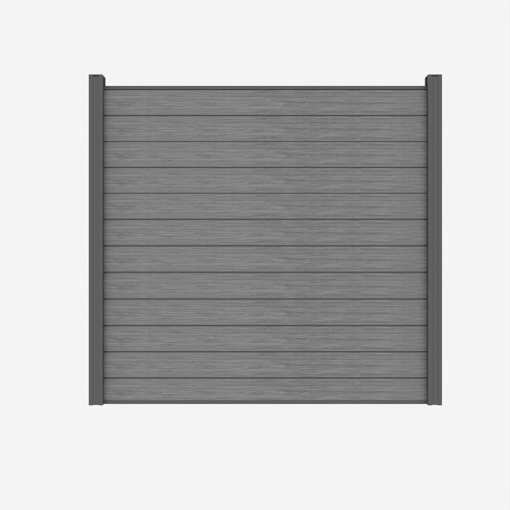 LH EP Complete Kit 6 ft. x 6 ft. Embossed Gray WPC Composite Fence Panel with Bottom Squared Holders and Post Kits (1-set)