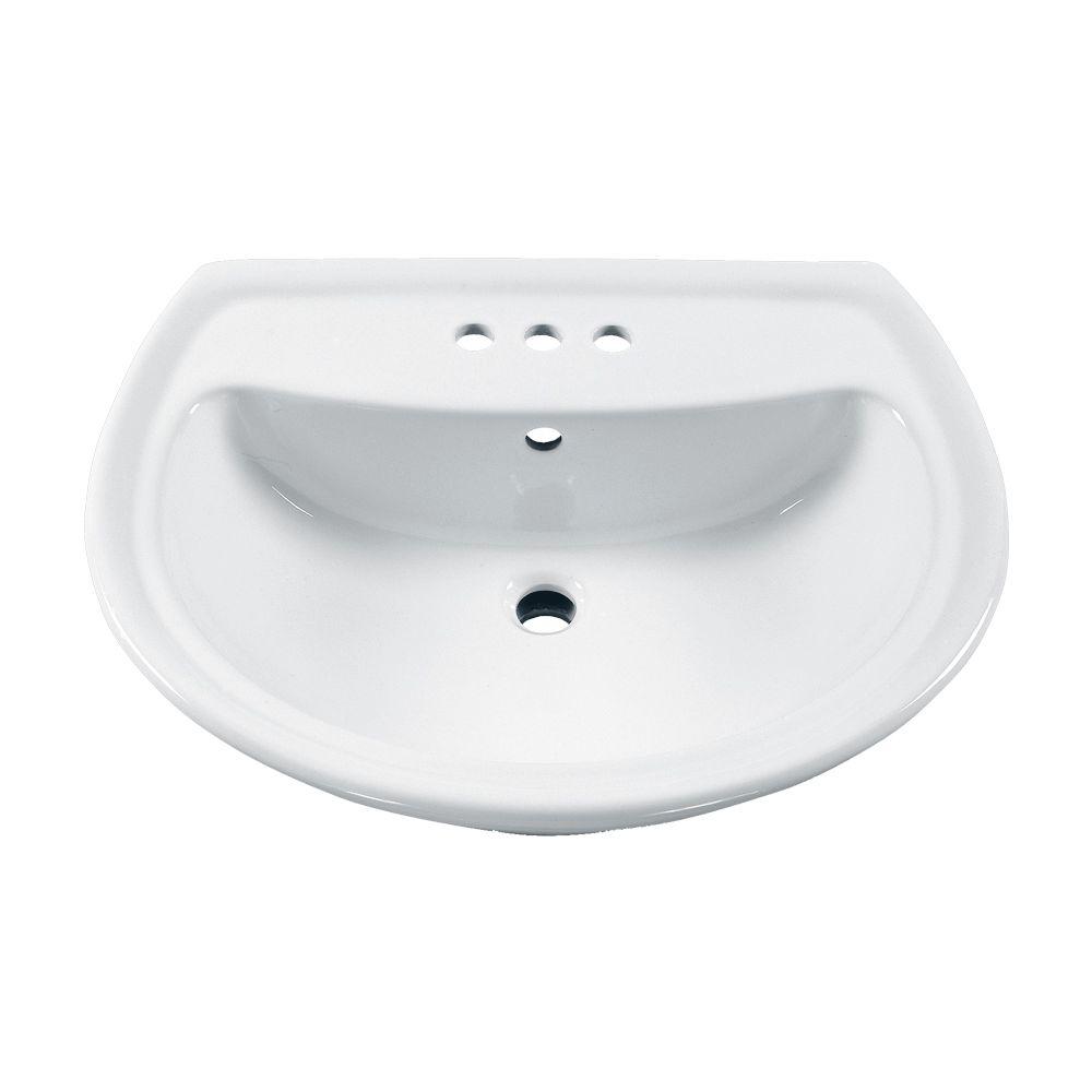 American Standard Cadet 6 in. Pedestal Sink Basin with 4 in. Faucet Centers in White