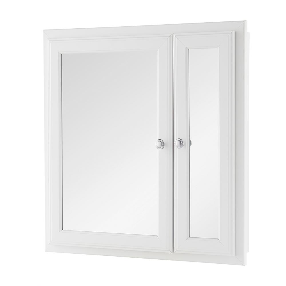 24-1/2 in. W x 25-3/4 in. H Fog Free Framed Recessed or Surface-Mount Bi-View Bathroom Medicine Cabinet in White