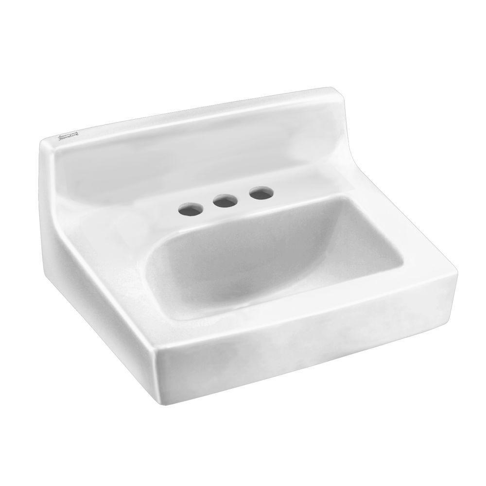 American Standard Penlyn Wall Hung Bathroom Sink in White with 4 in. Faucet Holes and Less Overflow
