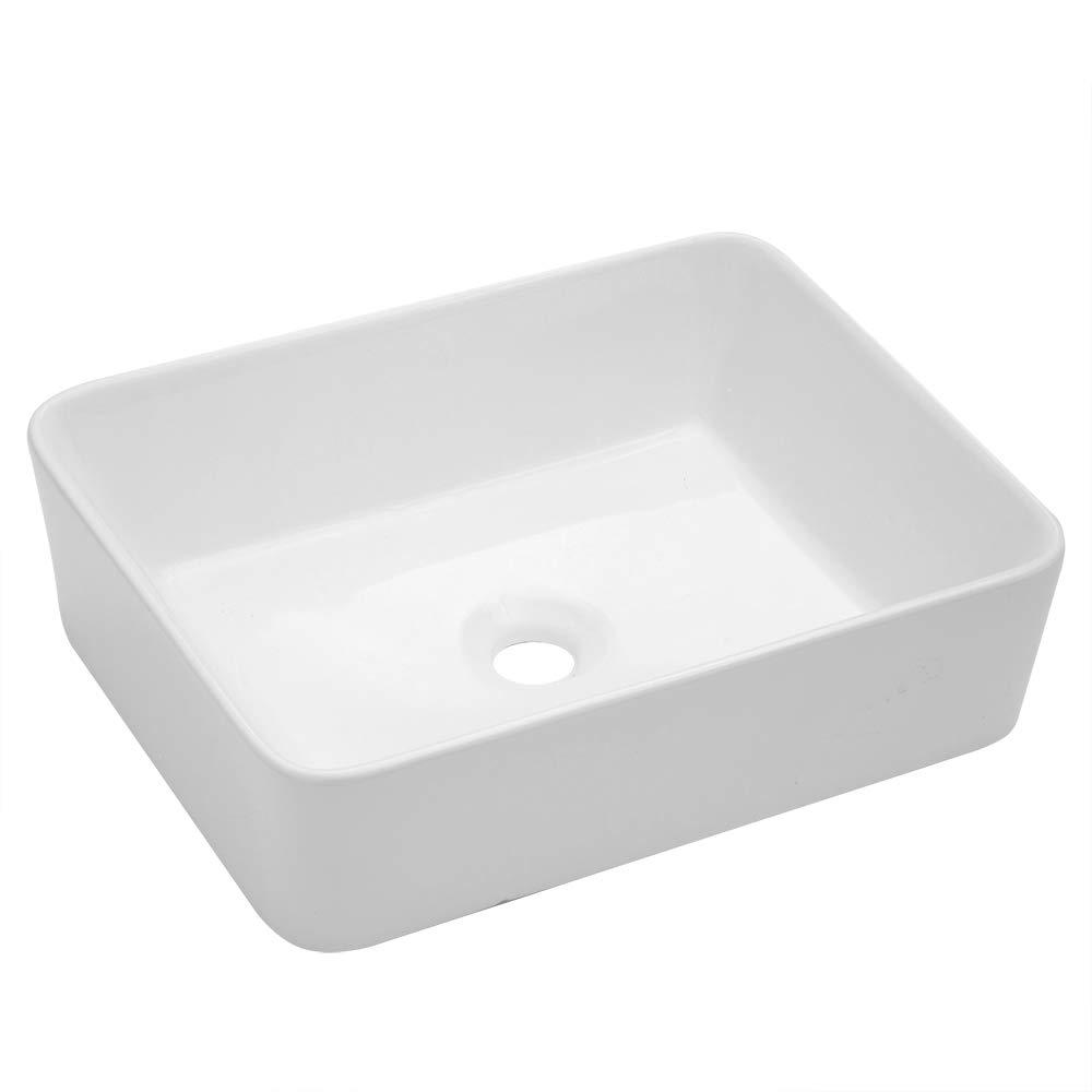 matrix decor Rectangle Ceramic Bathroom Vessel Sink in White