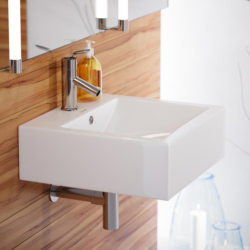 Swiss Madison Voltaire 18 in. Square Ceramic Vessel Sink in Glossy White