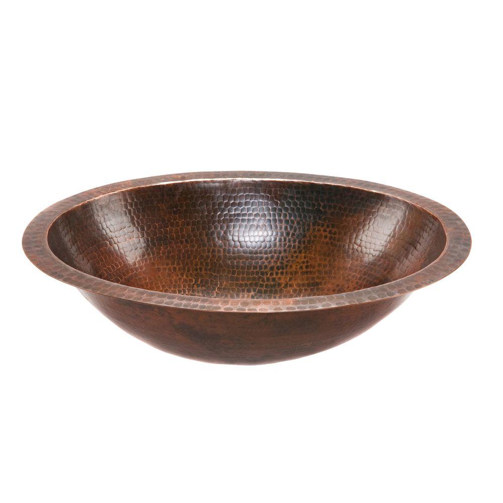 Premier Copper Products Under-Counter Oval Hammered Copper Bathroom Sink in Oil Rubbed Bronze