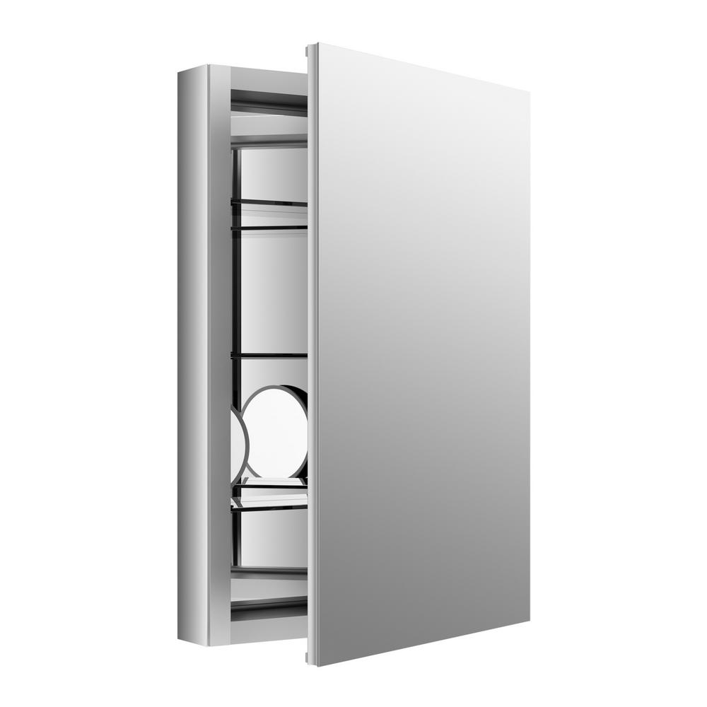 Verdera 20 in. W x 30 in. H Aluminum Medicine Cabinet with Adjustable Flip-Out Flat Mirror