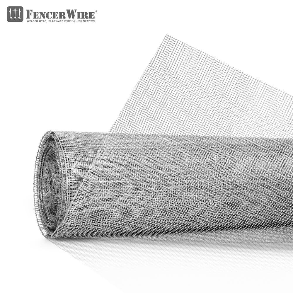 Fencer Wire 1/8 in. x 2 ft. x 100 ft. 27 Gauge Hardware Cloth, Galvanized Steel Wire Rolled Woven, Keeping Out of Insects