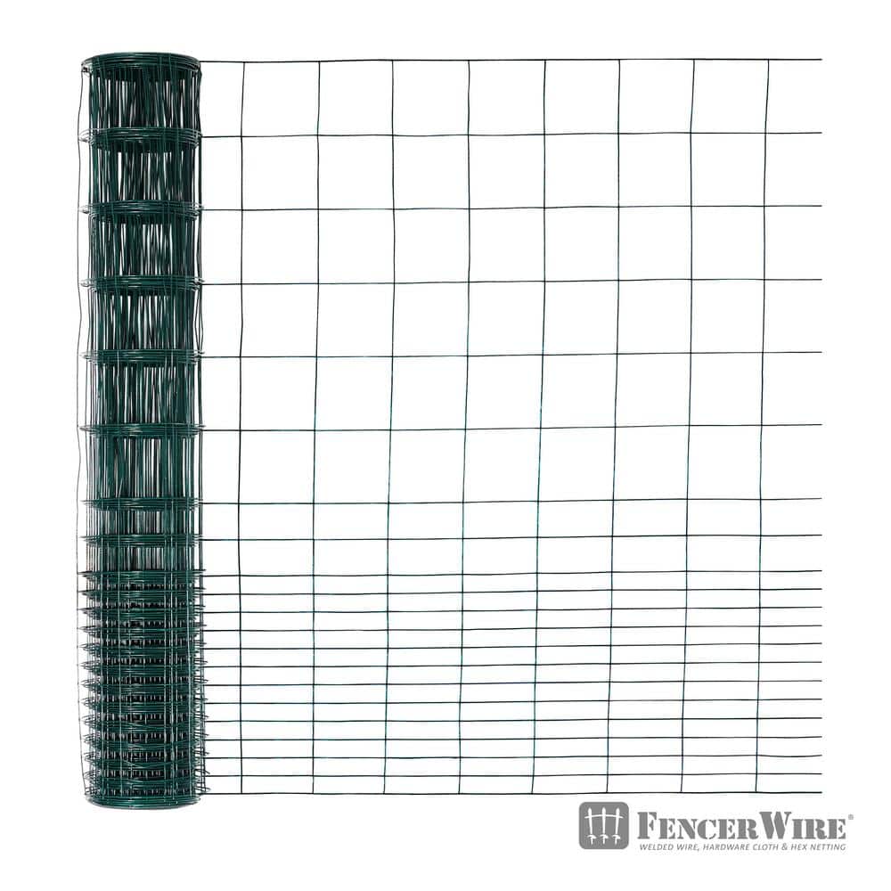 Fencer Wire 40 in. x 50 ft. 16-Gauge Green PVC-Coated Rabbit Guard Fence, Poultry Fencing Wire Roll for Garden Yard Vegetable Plant