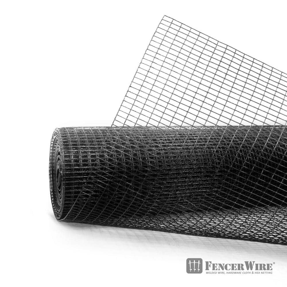 Fencer Wire 4 ft. x 100 ft. 16-Gauge Black PVC Coated Welded Wire Fence with Mesh Size 1/2 in. x 1 in.
