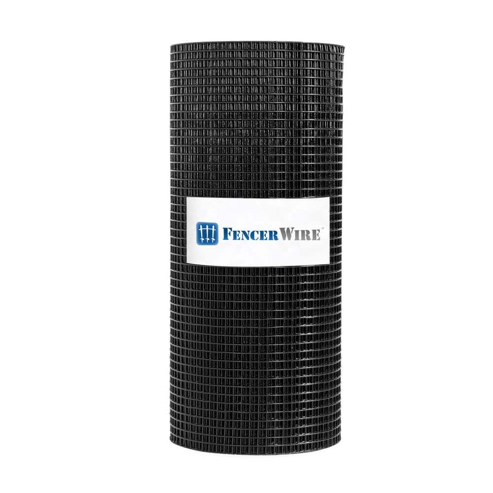 Fencer Wire 4 ft. x 100 ft. 16-Gauge Black PVC Coated Welded Wire Fence with Mesh Size 1/2 in. x 1/2 in.