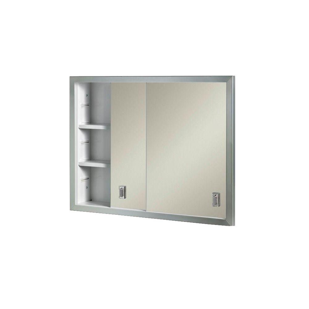 Contempora 24-5/8 in. W x 19-3/16 in. H x 4 in. D Framed Stainless Bi-View Recessed Bathroom Medicine Cabinet
