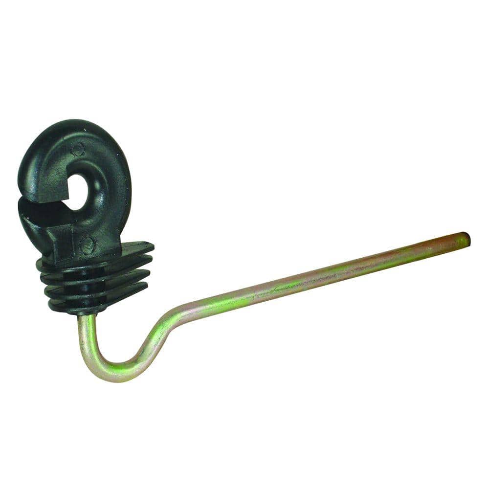 Field Guardian Wood Post - 8 in. Screw in Ring Insulator - Polyrope - Black