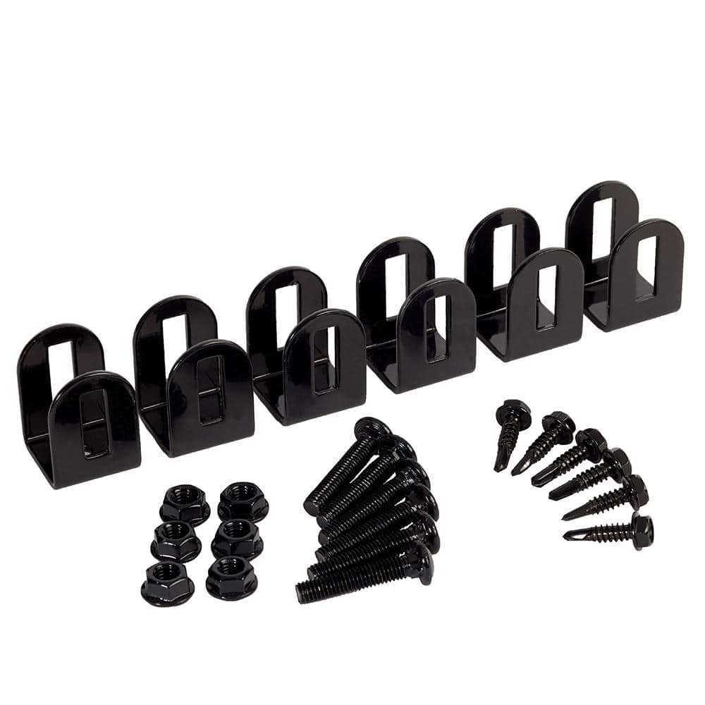 FORTRESS Versai Gloss Black Fence Post End Brackets (6-Pack)