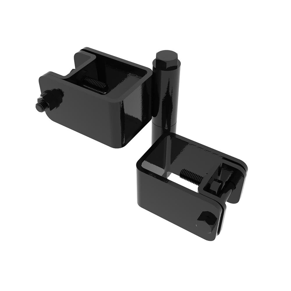 FORTRESS Versai 2 in. x 2 in. Gloss Black Steel Fence Gate Hinge for Drive Gate Pair