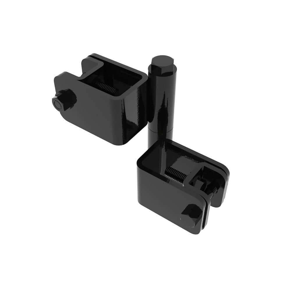 FORTRESS Versai 1.5 in. Gloss Black Steel Fence Gate Hinge for Drive Gate Pair