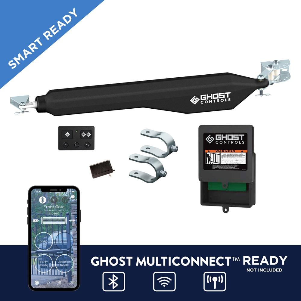 GHOST CONTROLS D Series Single Smart Ready Automatic Gate Opener Kit with Tube Gate Brackets