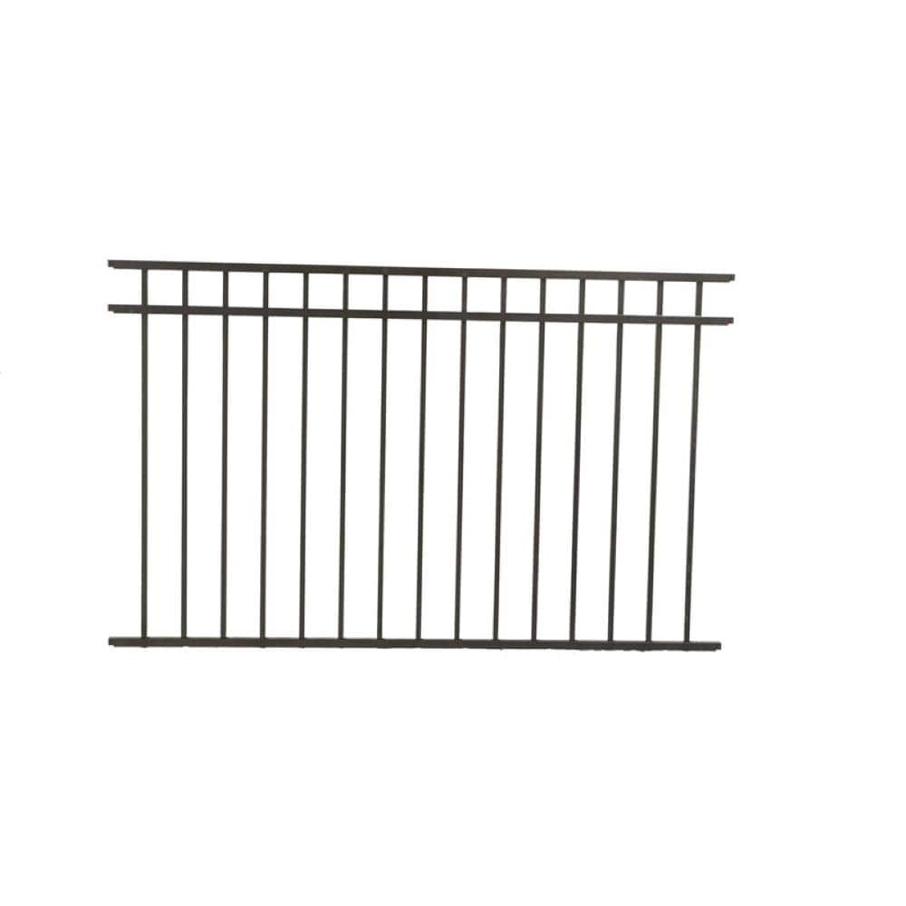 FORTRESS Athens 4 ft. H x 6 ft. W Gloss Black Aluminum Flat Top and Bottom Design Fence Panel