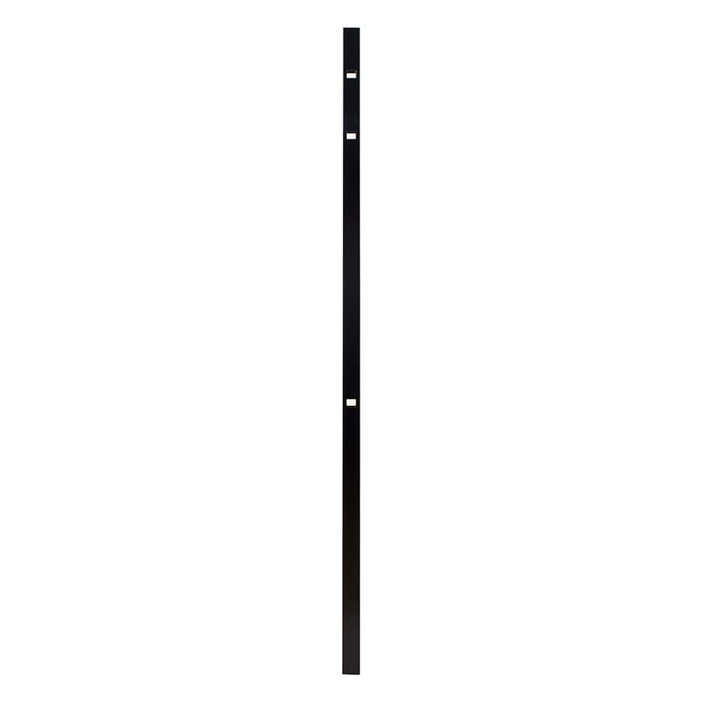 FORTRESS Athens 2 in. x 2 in. x 6 ft. Gloss Black Aluminum Pressed Spear Fence Line Post