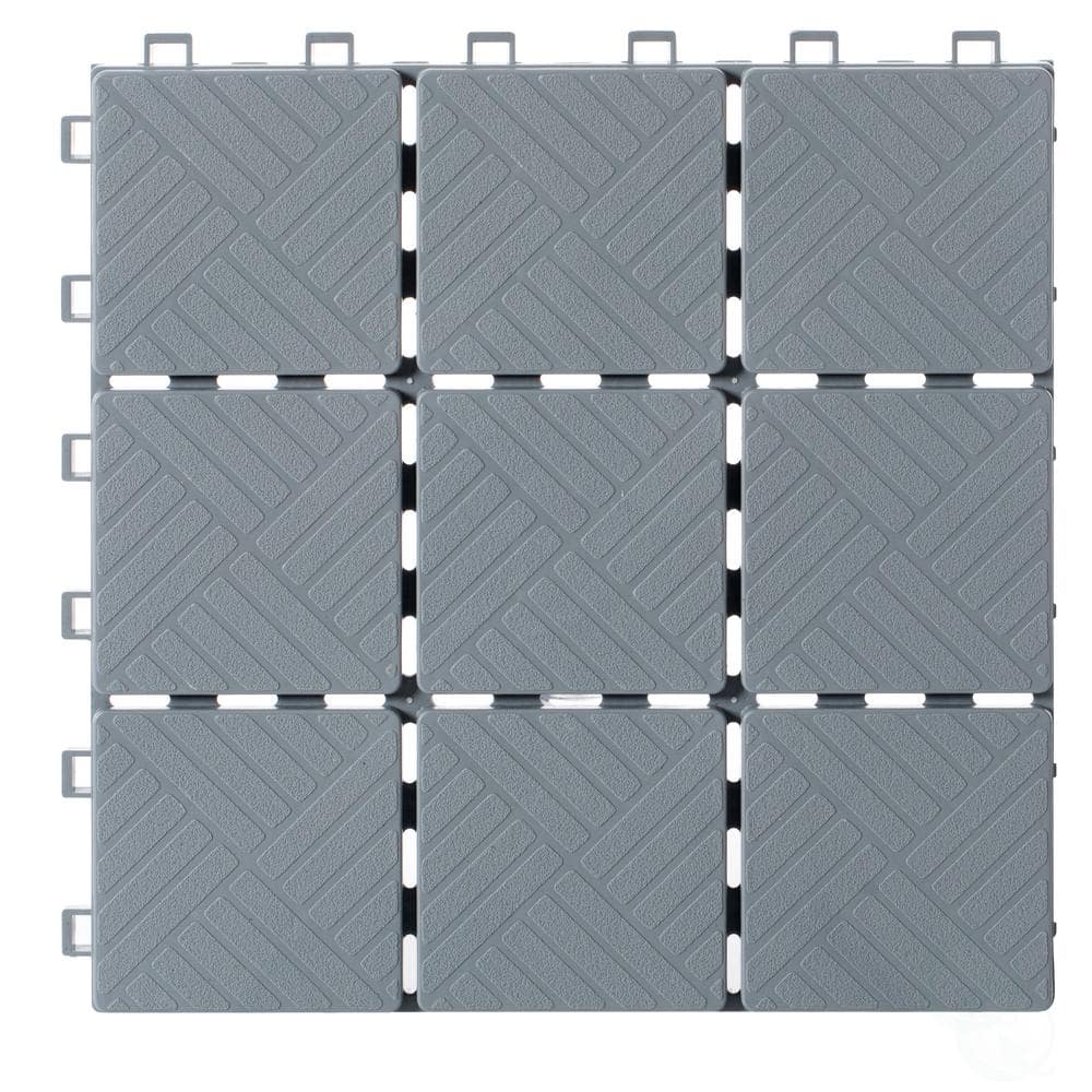 Gardenised Gray Plastic Interlocking Garden Path Tiles Outdoor Flooring Decorative Floor Grass Paver (Pack of 5)