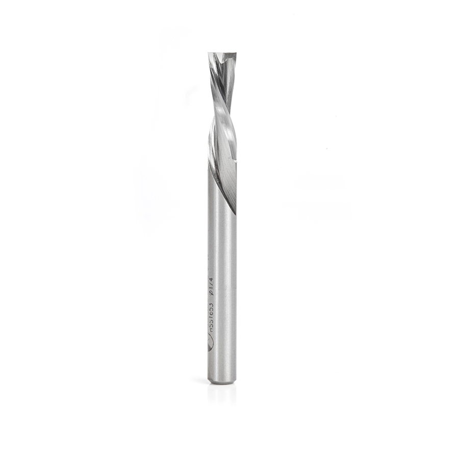 Amana HSS1653 High Speed Steel (HSS) Double Flute Spiral Aluminum Cutting 1/4 Dia x 3/4 x 1/4 Inch Shank Down-Cut Router Bit