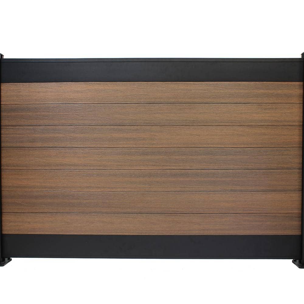 EuroFence Euro Style 4 ft. x 6 ft. Black Top King Cedar Aluminum/Composite Horizontal Fence Panel