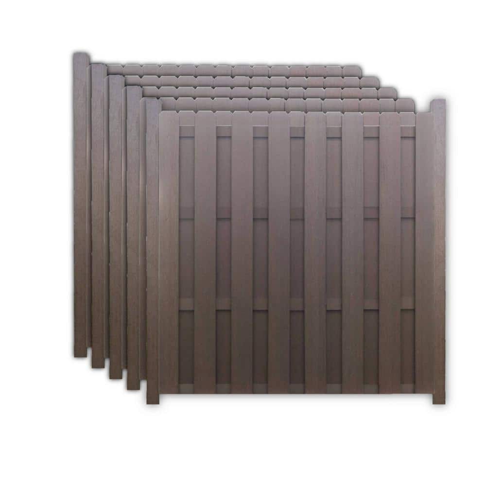 Frame It All Dog-Ear Shadowbox 6 ft. x 6 ft. Mahogany Composite Fence Panel (5-Pack)