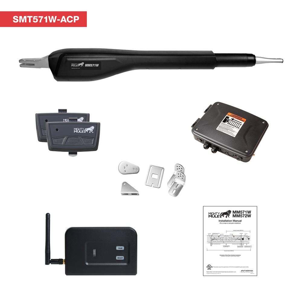 Mighty Mule Heavy Duty Single Swing Smart Ready Gate Opener Combo Kit Solar Capable