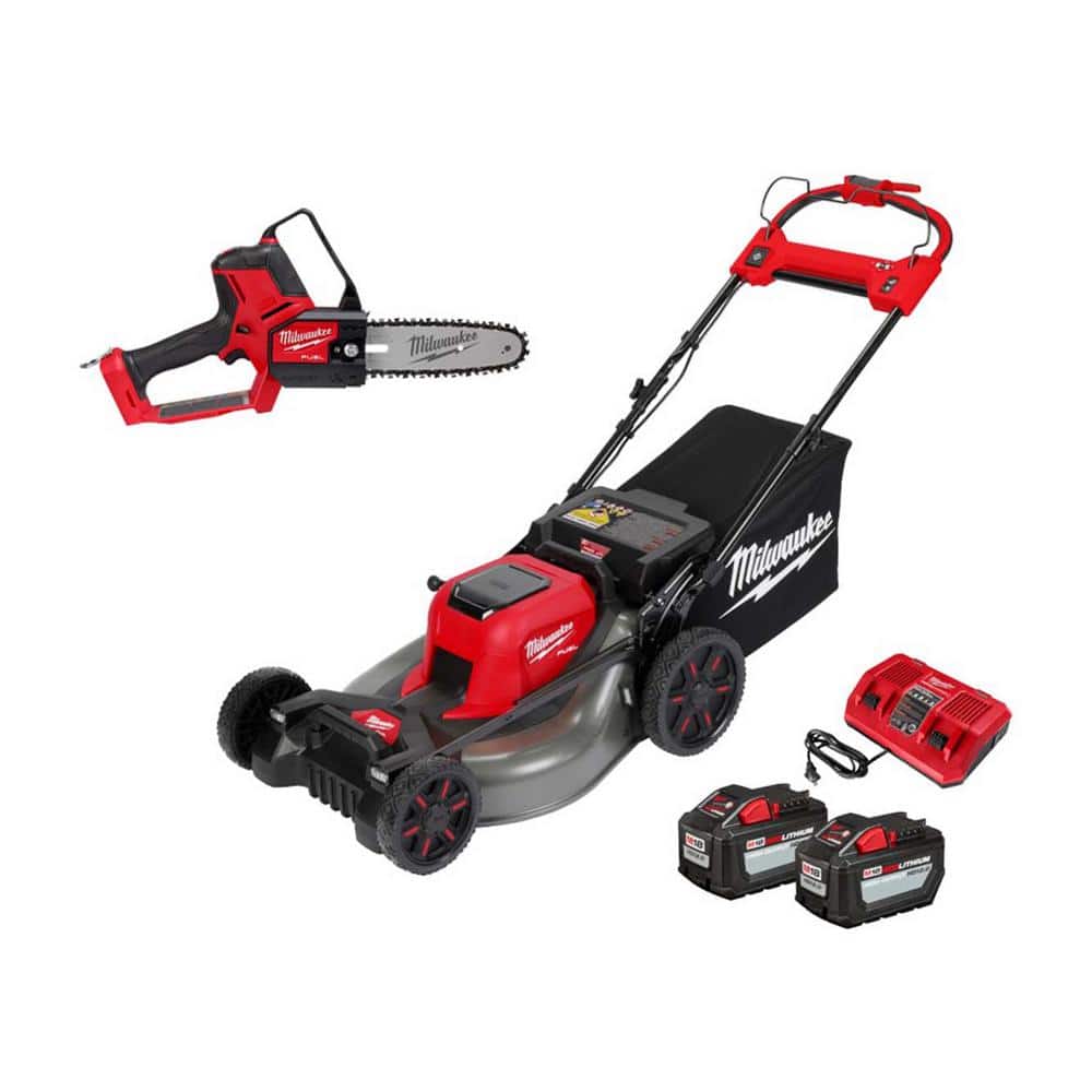 Milwaukee M18 FUEL Brushless Cordless 21 in. Dual Battery Self-Propelled Mower w/8 in. Pruning Saw, (2) 12.0Ah Battery, Charger