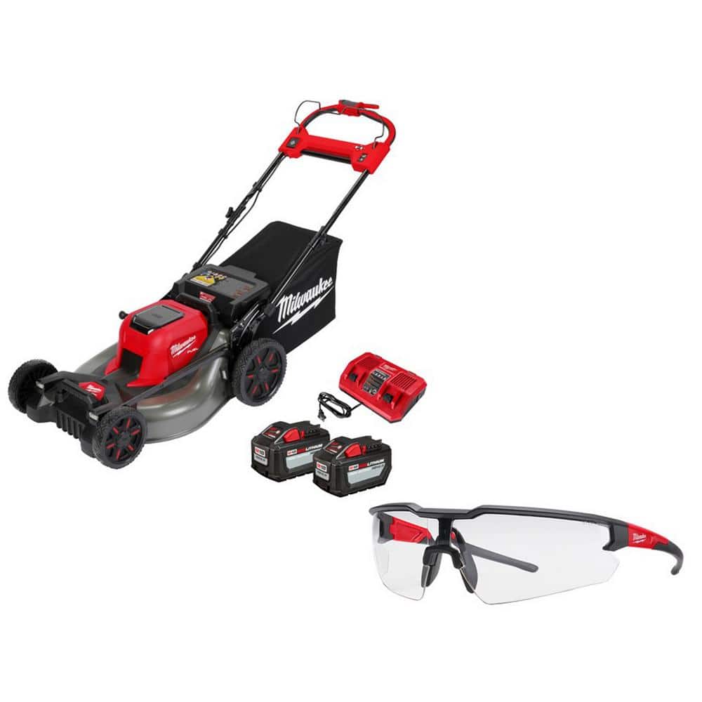 Milwaukee M18 FUEL Brushless Cordless 21 in. Walk Behind Dual Battery Self-Propelled Mower w/(2) 12Ah Batteries & Safety Glasses