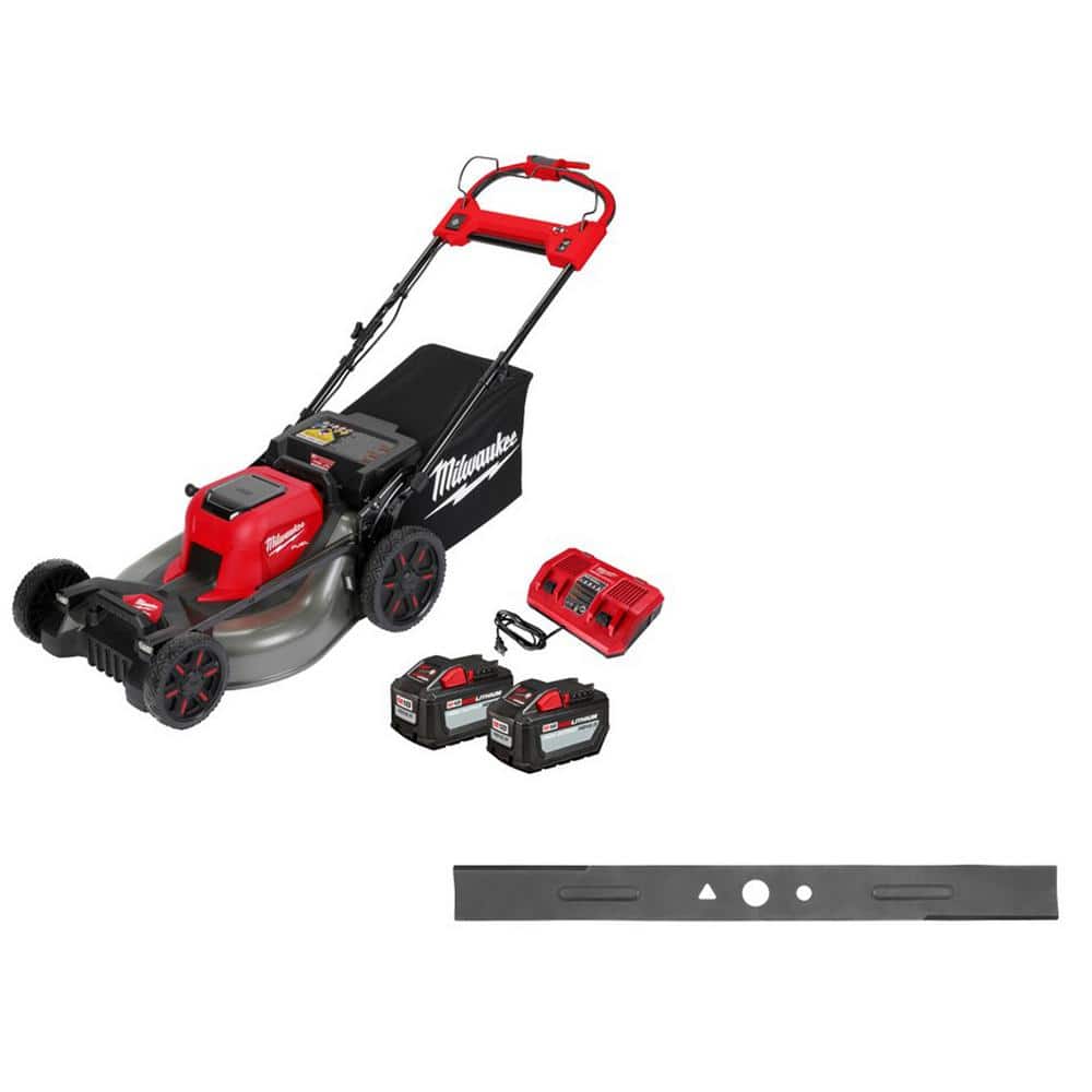 Milwaukee M18 FUEL Brushless Cordless 21 in. Walk Behind Dual Battery Self-Propelled Mower w/(2)12Ah Batteries & Replacement Blade