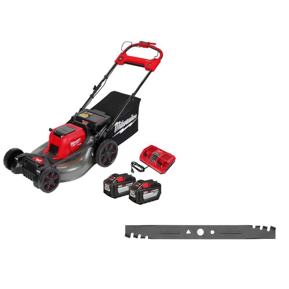 Milwaukee M18 FUEL Brushless Cordless 21 in. Walk Behind Dual Battery Self-Propelled Mower w/(2)12Ah Batteries & High Lift Blade