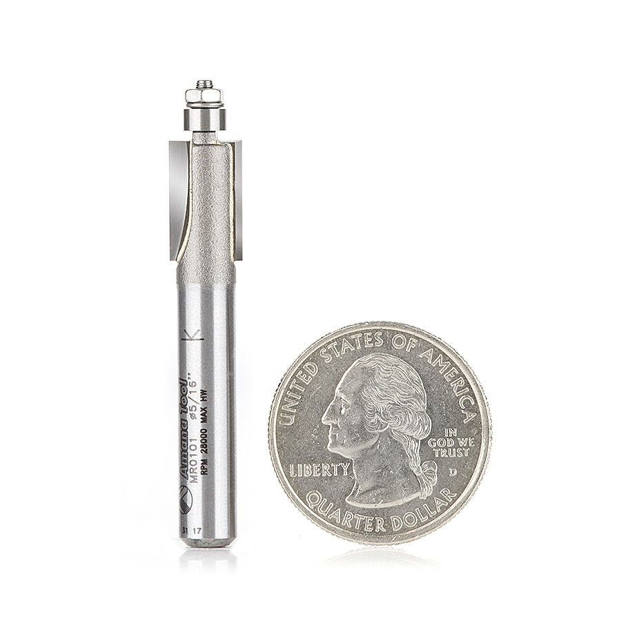 Amana MR0101 Miniature 5/16 Dia Rabbet with 3/16 Dia Ball Bearing x 1/2 x 1/4 Inch Shank Carbide Tipped Router Bit