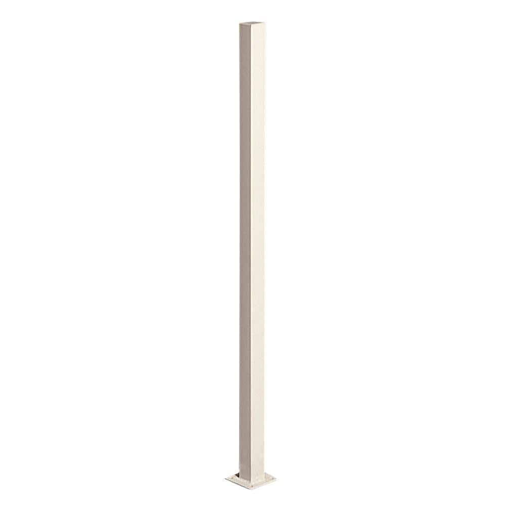 First Alert 2 in. x 2 in. x 36 in. Navajo White Steel Fence Post with Flange